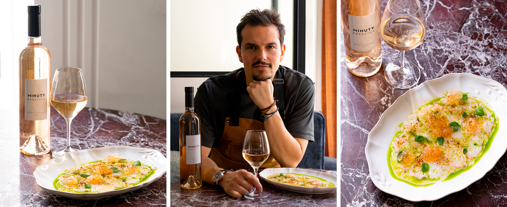 Carpaccio de langoustines, granité et bouillon parfumé au Minuty : une recette festive et élégante signée Juan Arbelaez