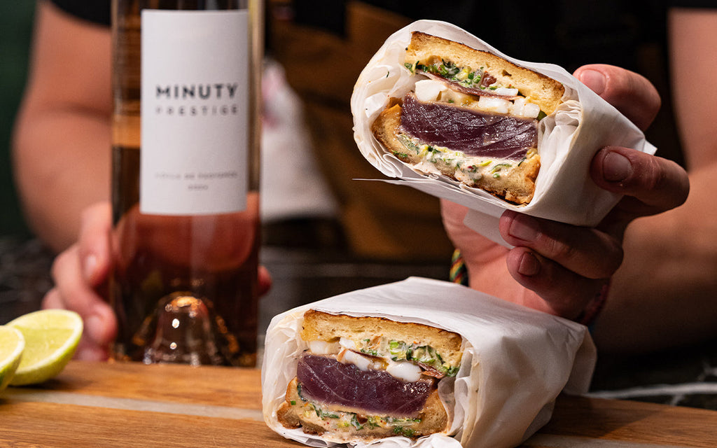 Recette de Sando Tuna par Juan Arbelaez en accord avec Minuty Prestige Rosé