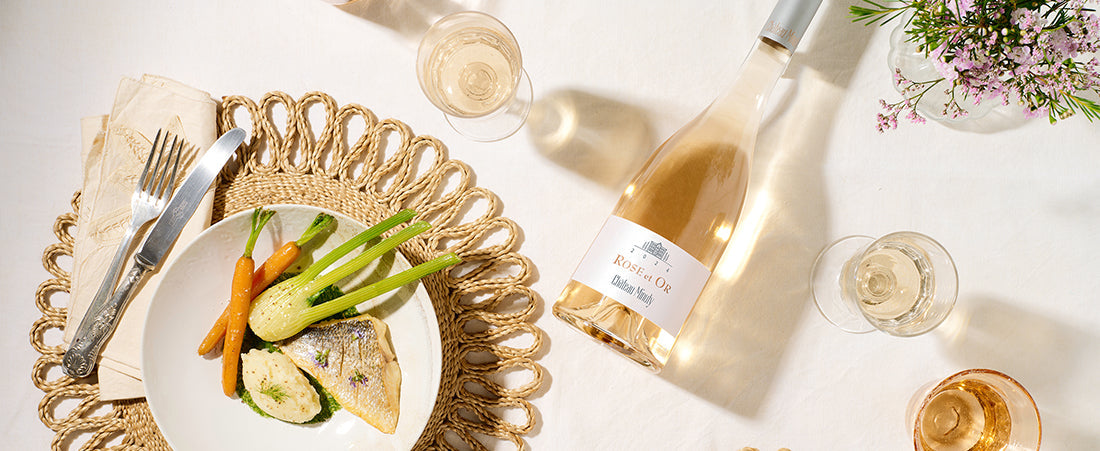 Daurade snackée, légumes glacés et céleri : une création autour de Château Minuty Rose et Or